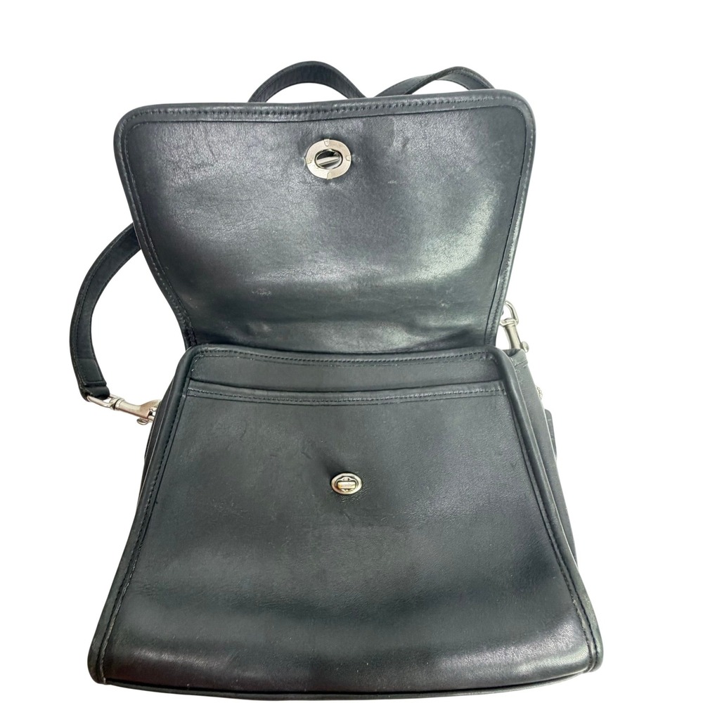 Vintage Coach Station Bag 9870 Black Leather Crossbody Satchel Made USA - Picture 6 of 16